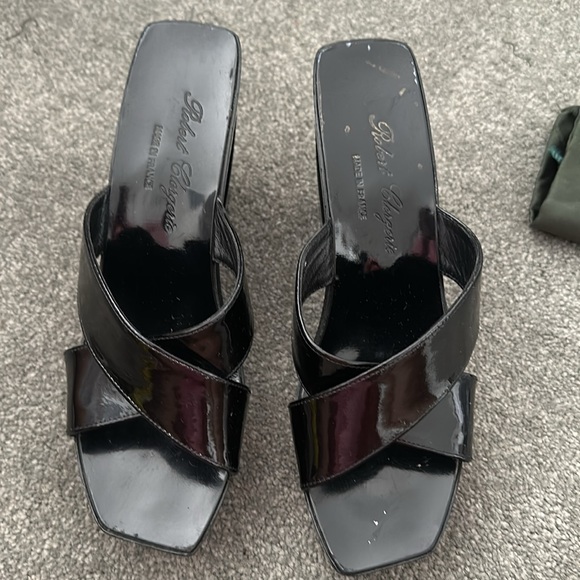 Vintage Robert Clergerie size 7.5 black patent slides - Picture 2 of 6